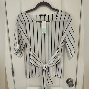 West Kei Julianne Tie Front Cuffed Sleeve Blouse